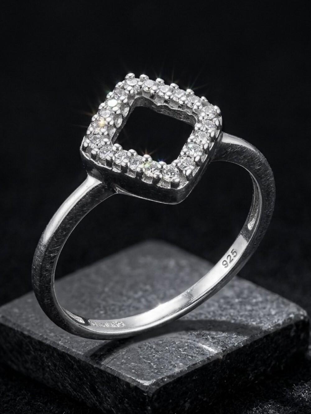 Natural DIAMOND Sterling Silver Stackable Ring 6